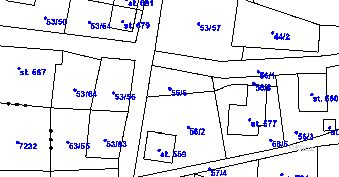Parcela st. 56/6 v KÚ Stříbrná, Katastrální mapa