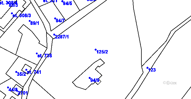 Parcela st. 125/2 v KÚ Stříbrná, Katastrální mapa