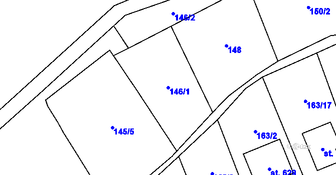 Parcela st. 146/1 v KÚ Stříbrná, Katastrální mapa