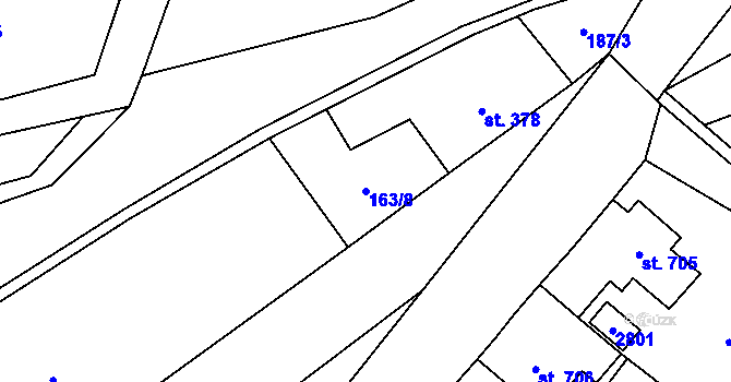 Parcela st. 163/8 v KÚ Stříbrná, Katastrální mapa
