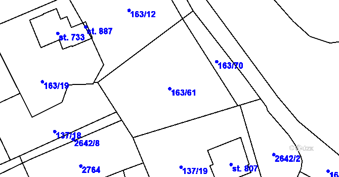 Parcela st. 163/61 v KÚ Stříbrná, Katastrální mapa