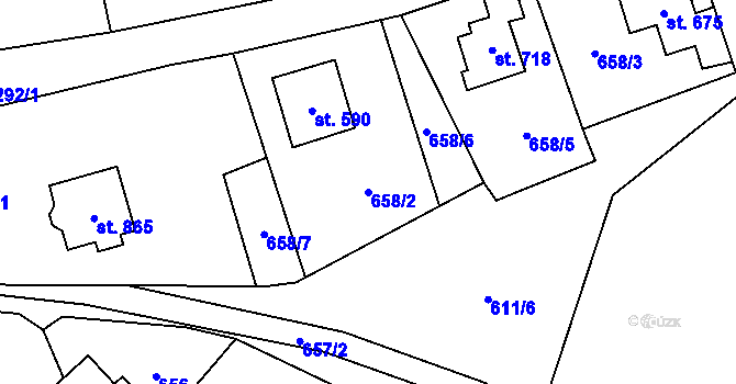 Parcela st. 658/2 v KÚ Stříbrná, Katastrální mapa