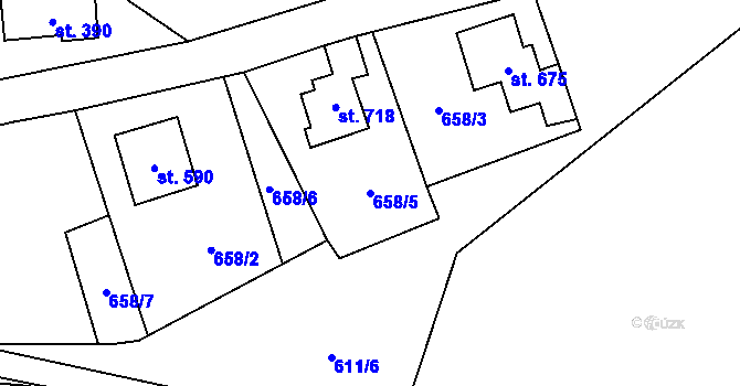 Parcela st. 658/5 v KÚ Stříbrná, Katastrální mapa