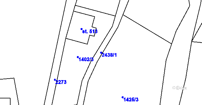 Parcela st. 2438/1 v KÚ Stříbrná, Katastrální mapa