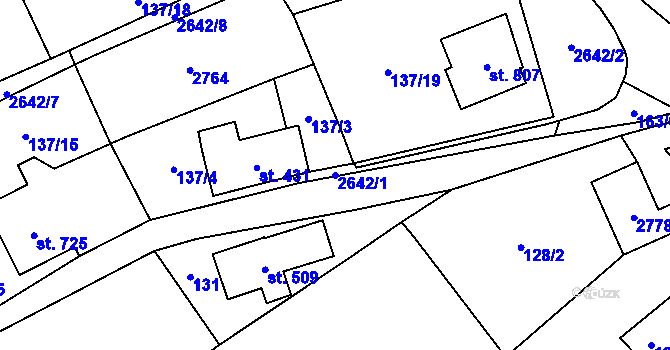 Parcela st. 2642/1 v KÚ Stříbrná, Katastrální mapa