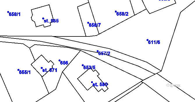 Parcela st. 657/2 v KÚ Stříbrná, Katastrální mapa
