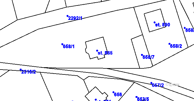Parcela st. 865 v KÚ Stříbrná, Katastrální mapa
