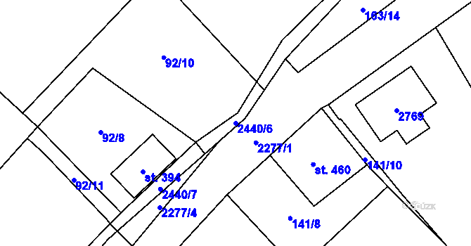 Parcela st. 2440/6 v KÚ Stříbrná, Katastrální mapa