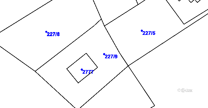 Parcela st. 227/9 v KÚ Stříbrná, Katastrální mapa