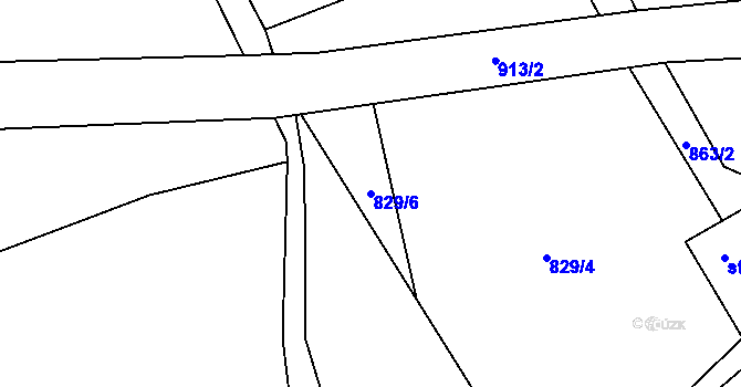 Parcela st. 829/6 v KÚ Stříbrná, Katastrální mapa