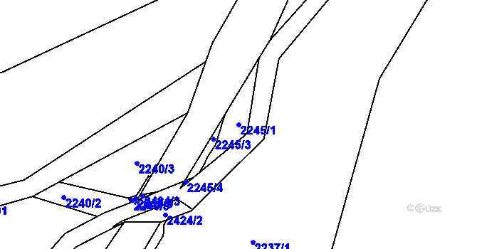 Parcela st. 2245/1 v KÚ Stříbrná, Katastrální mapa
