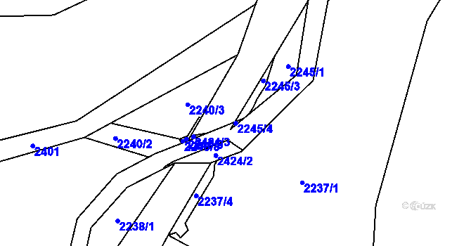 Parcela st. 2245/4 v KÚ Stříbrná, Katastrální mapa
