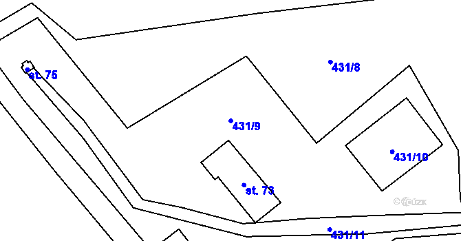 Parcela st. 431/9 v KÚ Nová Ves u Kraslic, Katastrální mapa