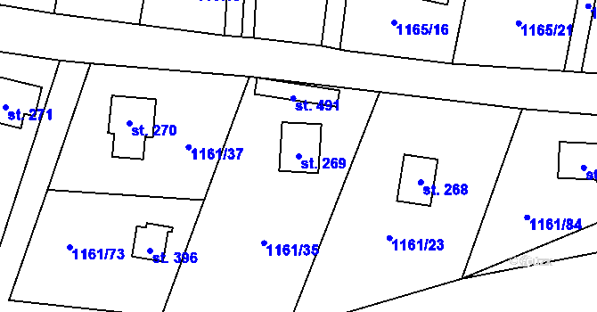 Parcela st. 269 v KÚ Hradové Střimelice, Katastrální mapa