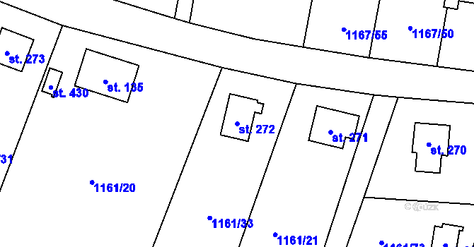 Parcela st. 272 v KÚ Hradové Střimelice, Katastrální mapa