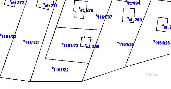 Parcela st. 396 v KÚ Hradové Střimelice, Katastrální mapa