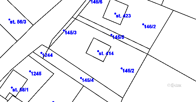 Parcela st. 414 v KÚ Hradové Střimelice, Katastrální mapa