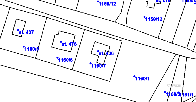 Parcela st. 436 v KÚ Hradové Střimelice, Katastrální mapa