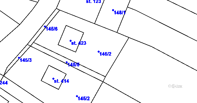 Parcela st. 146/2 v KÚ Hradové Střimelice, Katastrální mapa