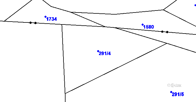 Parcela st. 291/4 v KÚ Hradové Střimelice, Katastrální mapa