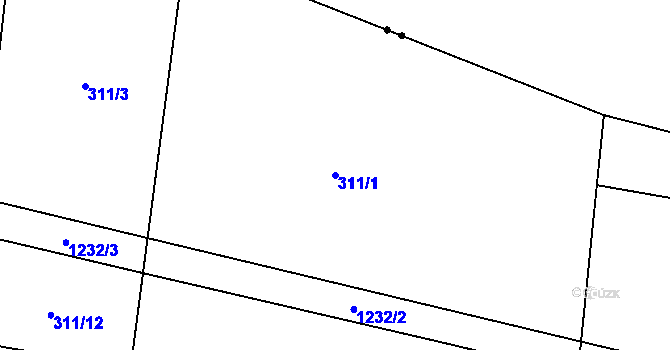 Parcela st. 311/1 v KÚ Hradové Střimelice, Katastrální mapa