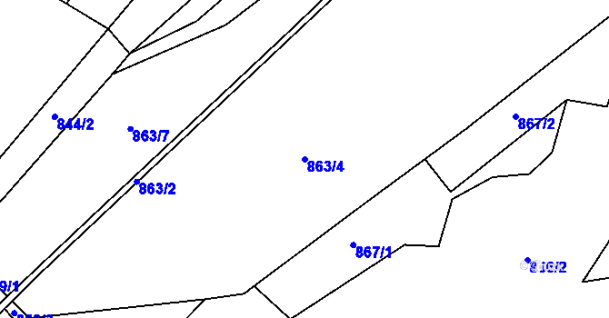 Parcela st. 863/4 v KÚ Hradové Střimelice, Katastrální mapa