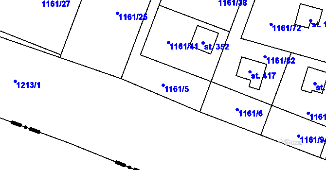 Parcela st. 1161/5 v KÚ Hradové Střimelice, Katastrální mapa