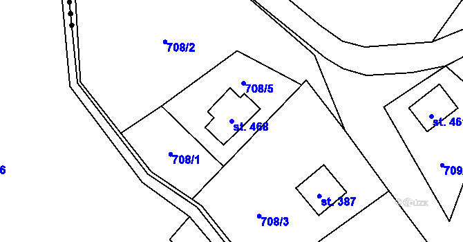 Parcela st. 468 v KÚ Hradové Střimelice, Katastrální mapa