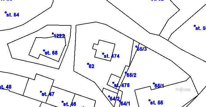 Parcela st. 474 v KÚ Hradové Střimelice, Katastrální mapa