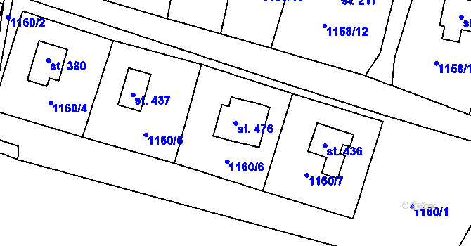 Parcela st. 476 v KÚ Hradové Střimelice, Katastrální mapa