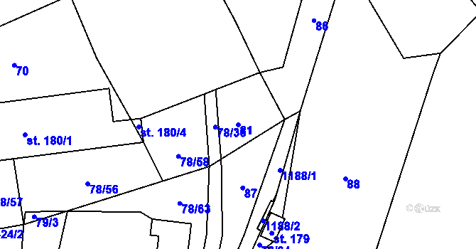 Parcela st. 81 v KÚ Hradové Střimelice, Katastrální mapa
