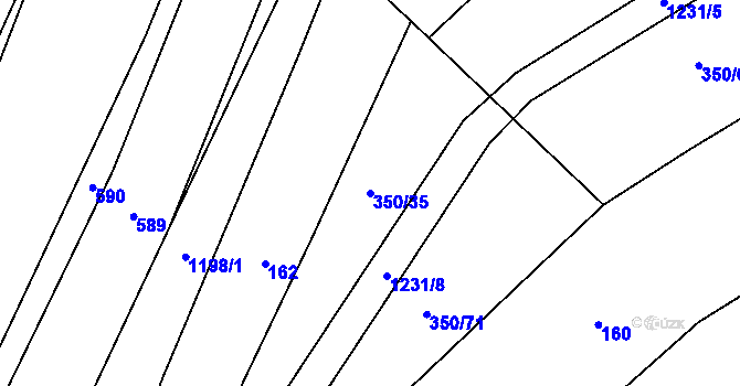 Parcela st. 350/35 v KÚ Hradové Střimelice, Katastrální mapa
