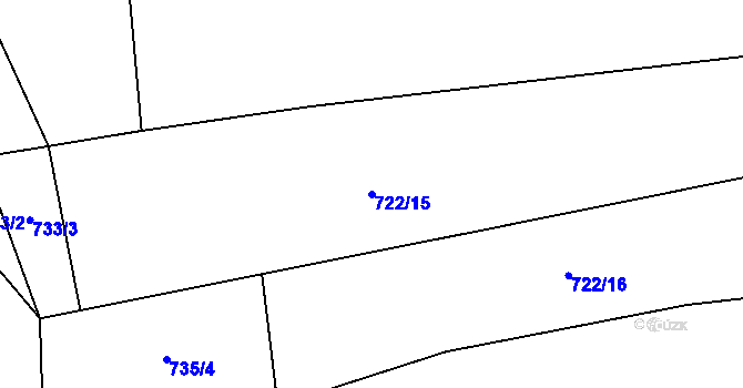 Parcela st. 722/15 v KÚ Hradové Střimelice, Katastrální mapa