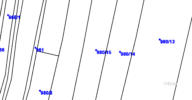 Parcela st. 980/15 v KÚ Hradové Střimelice, Katastrální mapa