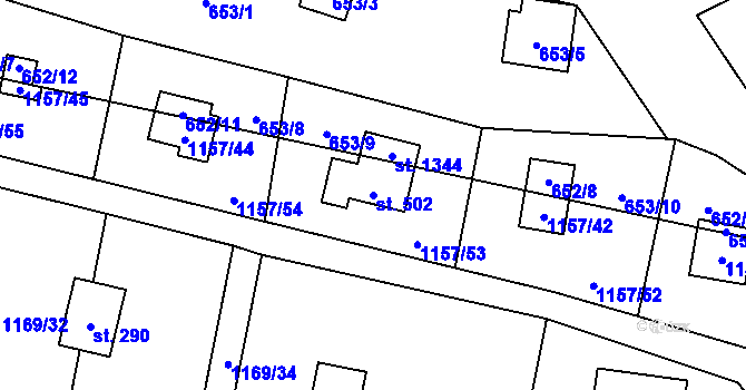Parcela st. 502 v KÚ Hradové Střimelice, Katastrální mapa