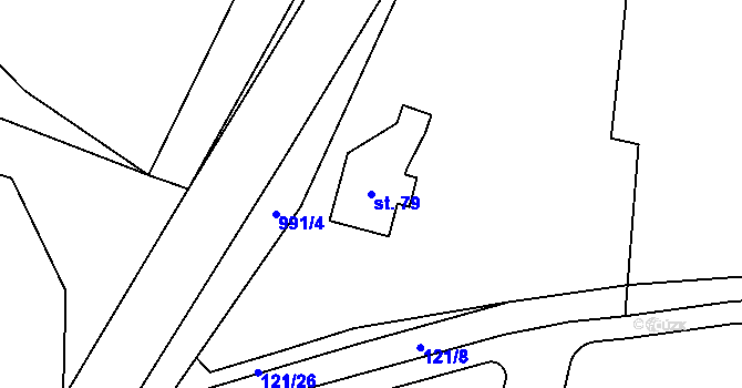 Parcela st. 79 v KÚ Kostelní Střimelice, Katastrální mapa