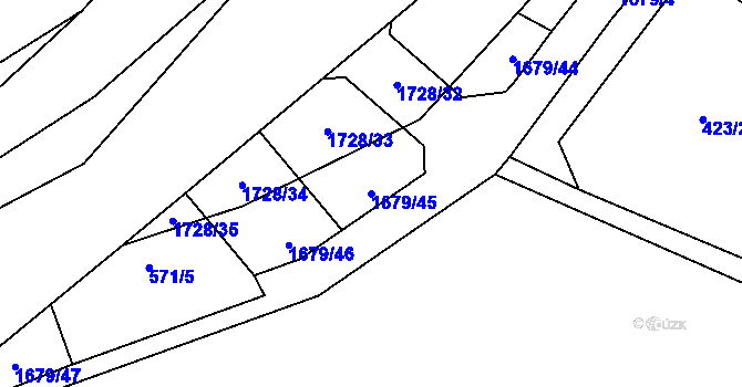 Parcela st. 1679/45 v KÚ Stříbrná Skalice, Katastrální mapa