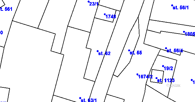 Parcela st. 62 v KÚ Stříbrná Skalice, Katastrální mapa