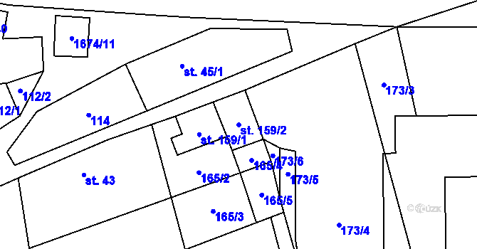 Parcela st. 159/2 v KÚ Stříbrná Skalice, Katastrální mapa