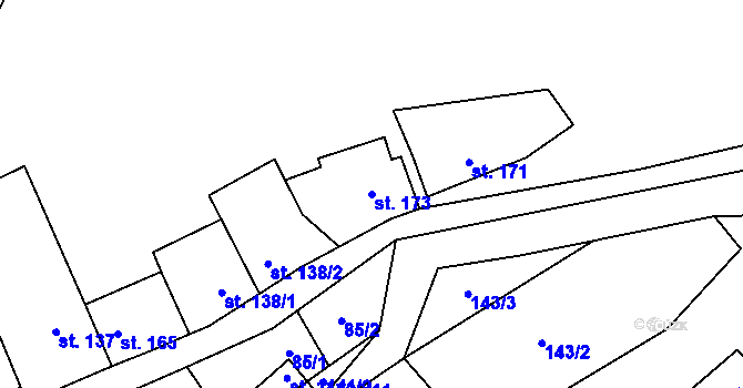 Parcela st. 173 v KÚ Stříbrná Skalice, Katastrální mapa