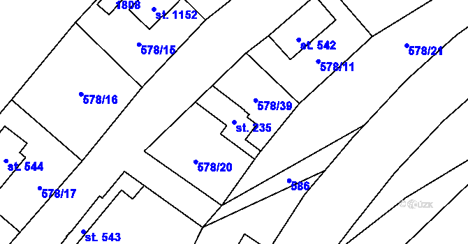 Parcela st. 235 v KÚ Stříbrná Skalice, Katastrální mapa