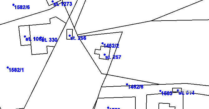 Parcela st. 257 v KÚ Stříbrná Skalice, Katastrální mapa