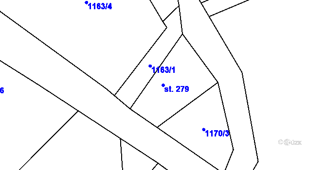 Parcela st. 279 v KÚ Stříbrná Skalice, Katastrální mapa