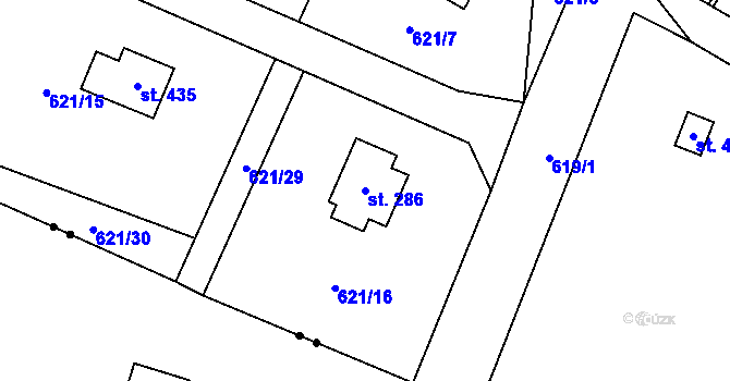 Parcela st. 286 v KÚ Stříbrná Skalice, Katastrální mapa
