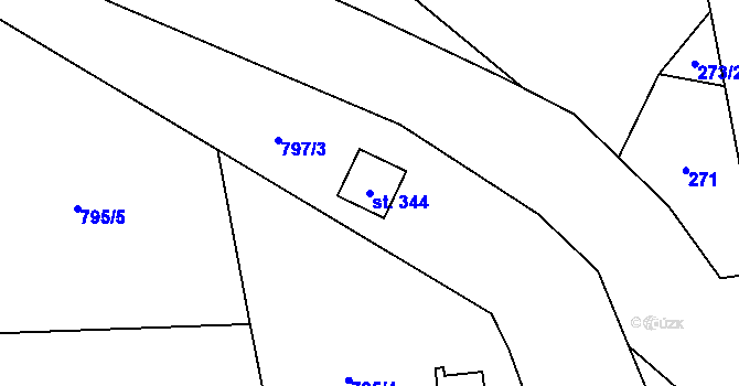 Parcela st. 344 v KÚ Stříbrná Skalice, Katastrální mapa