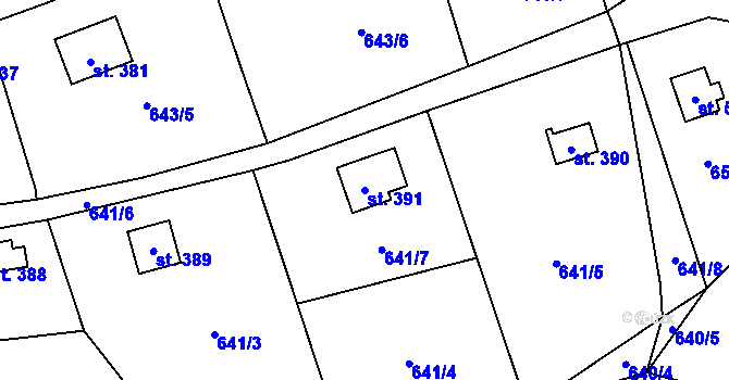 Parcela st. 391 v KÚ Stříbrná Skalice, Katastrální mapa