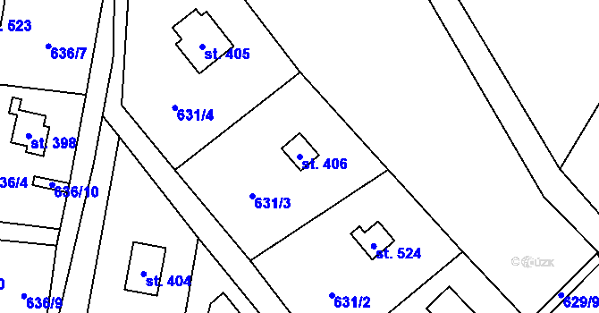 Parcela st. 406 v KÚ Stříbrná Skalice, Katastrální mapa