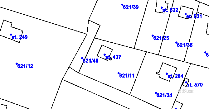 Parcela st. 437 v KÚ Stříbrná Skalice, Katastrální mapa