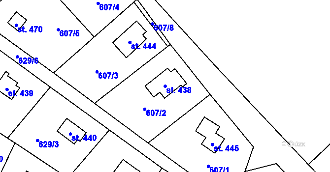 Parcela st. 438 v KÚ Stříbrná Skalice, Katastrální mapa