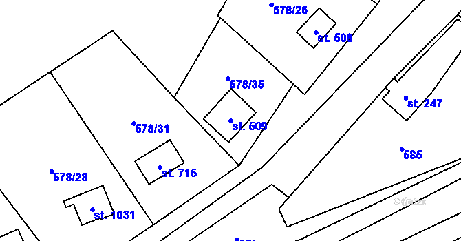 Parcela st. 509 v KÚ Stříbrná Skalice, Katastrální mapa